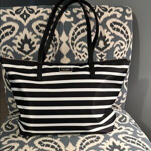 Kate Spade Black and White Striped Tote